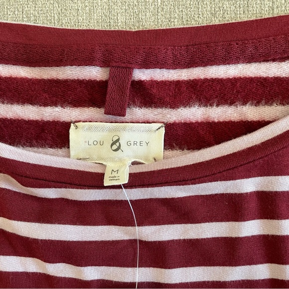 Lou & Grey Striped Signature Soft Boatneck Sweater Dress Burgundy & Pink Med NEW - Picture 5 of 5